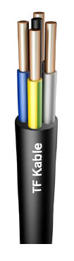 Erdungskabel Schwarz YKY 5x 4mm2 ŻO RE Cu-Draht 0,6/1kV - 1m